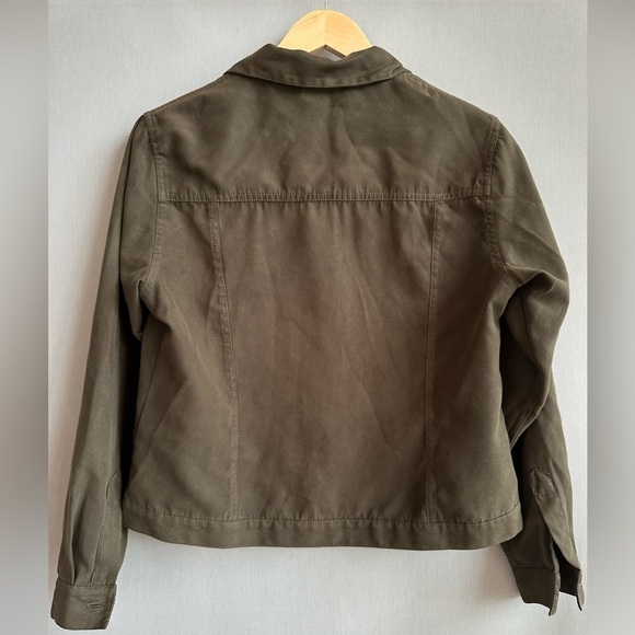 Northern Reflections | Olive Green Faux Suede Utility Jacket | Relaxed Fit - Picture 3 of 8
